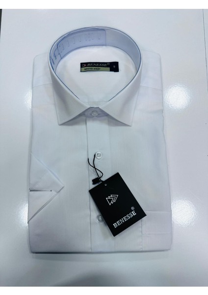 Geniş Kesim Ütü Tutan Kısa Kollu Dacron Poplin Gömlek