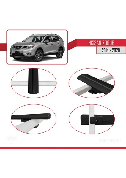 Nissan Rogue 2014-2020 Arası ile Uyumlu Basıc Model Ara Atkı Tavan Barı Siyah 3 Adet
