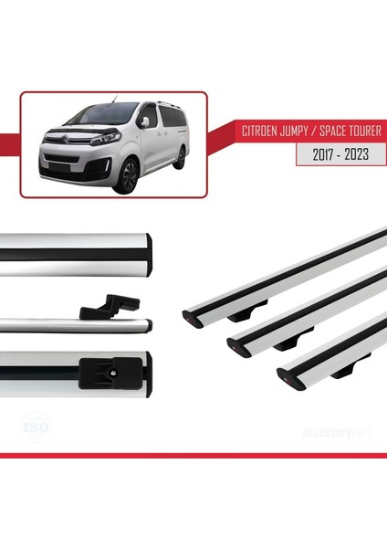 Citroen Jumpy - Space Tourer 2017 ve Sonrası ile Uyumlu Basıc Model Ara Atkı Tavan Barı Gri 3 Adet modelleri