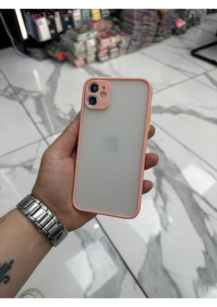 iPhone 11 Kılıf Buzlu Kılıf Sararmaz Kılıf Renkli Çerçeveli Kılıf Tuş Takımlı