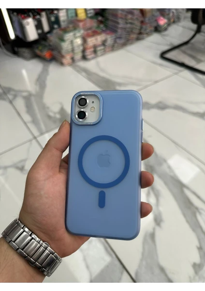 Bilişim Aksesuar iPhone 11 Mag Safe Kılıf Slim Ince Kılıf Buzlu Kılıf 11 Mika Kılıf Mavi