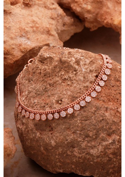 Gurmet Sıra Taşlı Rose Gümüş Bileklik 4370