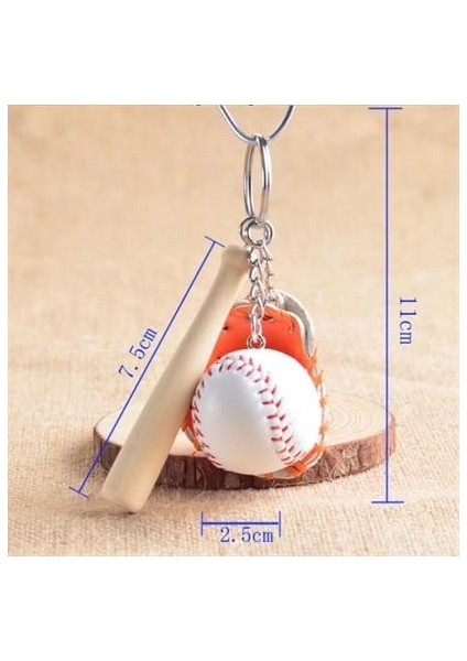 Gerçekçi Beyzbol Tasarımlı Şık Anahtarlık Kolye Çanta Süsü Baseball Keychain