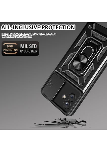Samsung Galaxy A04E Kılıf Kamera Korumalı Sürgülü Yüzüklü Armor Military Tank Koruyucu Kapak