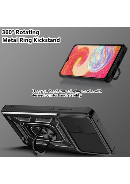 Samsung Galaxy A04E Kılıf Kamera Korumalı Sürgülü Yüzüklü Armor Military Tank Koruyucu Kapak