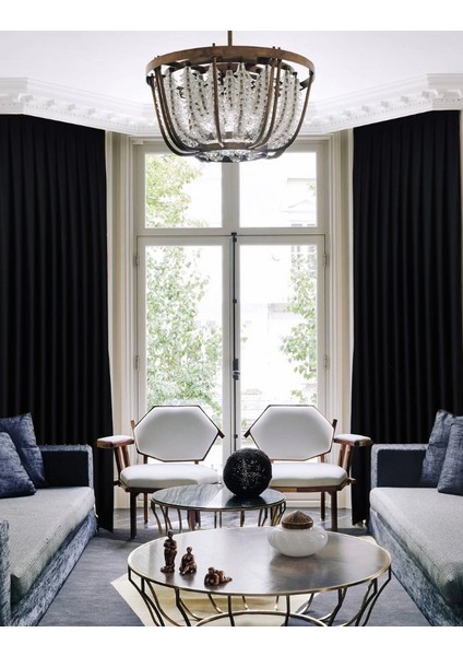 Lüx Saten Blackout Karartma Fon Perde 1/3 Sık Pile - Siyah