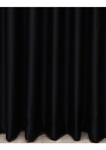 Lüx Saten Blackout Karartma Fon Perde 1/3 Sık Pile - Siyah modelleri