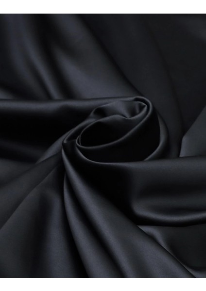 Lüx Saten Blackout Karartma Fon Perde 1/3 Sık Pile - Siyah fırsatları