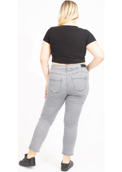 Kadın Gri Likralı 5 Cep Kot Pantolon 65N35551 modelleri