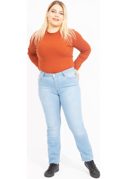 Kadın Mavi 5 Cepli Likralı Kot Pantolon 65N35547