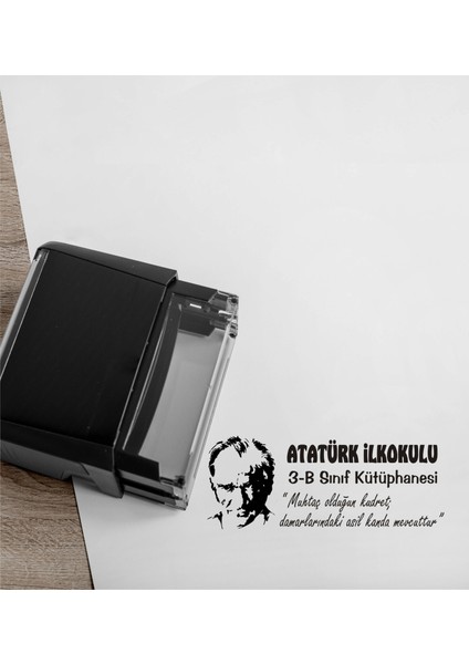 Atatürk Temalı Kişiye Özel Kitap Mühürü Kitap Kaşesi C51