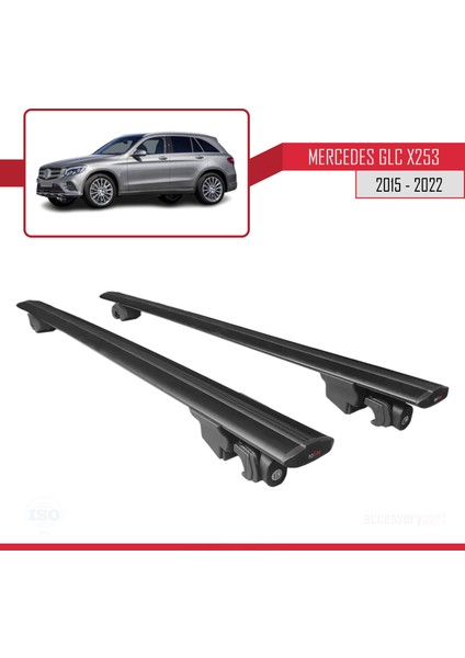 Mercedes Glc X253 2015-2022 Arası ile Uyumlu Hook Model Anahtar Kilitli Ara Atkı Tavan Barı Siyah fırsatları