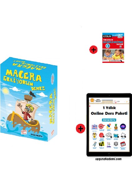 4. Sınıf Hikaye Seti Gizemli Bahçe Yayınları Macera Geliyorum Demez + Sadık Uygun Yayınları 4. Sınıf Tüm Dersler Test Kitabı + 1 Yıllık Online Ders Paketi