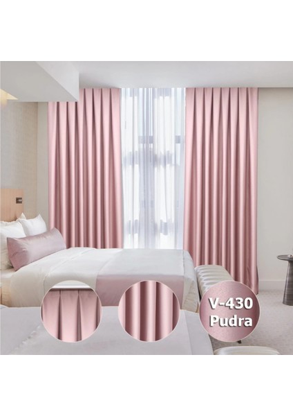 Lüx Saten Blackout Karartma Fon Perde 1/2,5 Normal Pile - Pudra Pembe