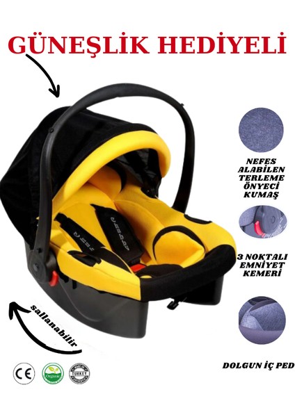 Yeni Güneşlikli Lüx Pedli Emniyet Kemerli Taşıma Puseti Ana Kucağı Oto Koltuğuna Sabitlenir fiyatları