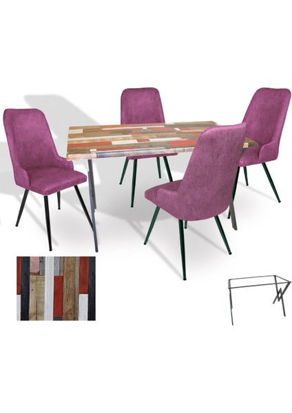 Anemon Werzalit - Çırağan Masa Takımı (80X120) - (Red Wood - Mor)