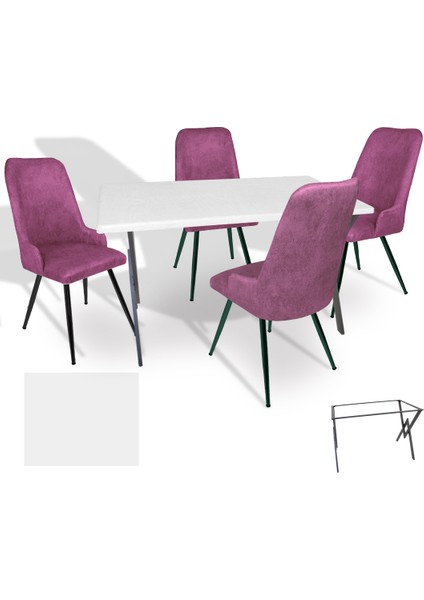 Anemon Werzalit - Çırağan Masa Takımı (80X120) - (Beyaz - Mor)