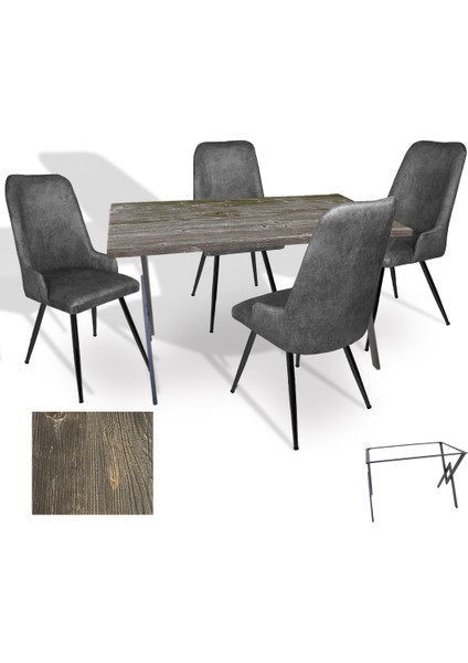 Anemon Werzalit - Çırağan Masa Takımı (80X120) - (Old Pine - Füme)