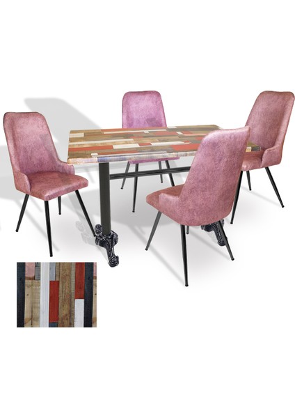 Çipa Werzalit - Çırağan Mutfak Masa Takımı (80X140) - (Red Wood - Pembe)