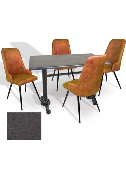 Çipa Werzalit - Çırağan Mutfak Masa Takımı (80X120) - (Grey Marble - Kiremit)