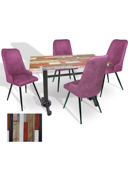 Çipa Werzalit - Çırağan Mutfak Masa Takımı (80X140) - (Red Wood - Mor)