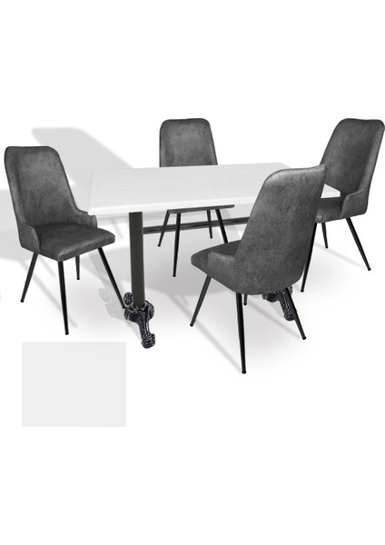 Çipa Werzalit - Çırağan Mutfak Masa Takımı (80X120) - (Beyaz - Füme)