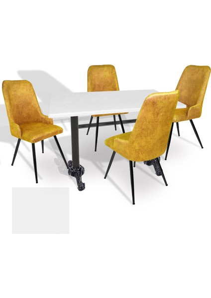 Çipa Werzalit - Çırağan Mutfak Masa Takımı (80X140) - (Beyaz - Sarı)