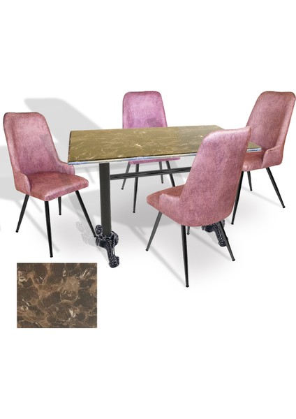 Çipa Werzalit - Çırağan Mutfak Masa Takımı (70X120) - (Karacabey Mermer - Pembe)