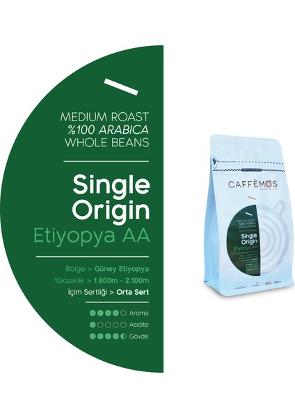 Caffèmos Etiyopya (Çekirdek Kahve) - 250gr