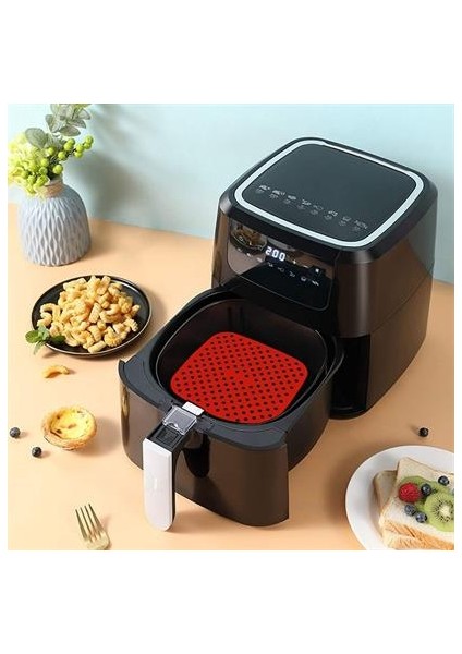 Renkli Isıya Dayanıklı Yıkanılabilir Silikon Fırın ve Airfryer Kare Pişirme Matı 21,5 cm