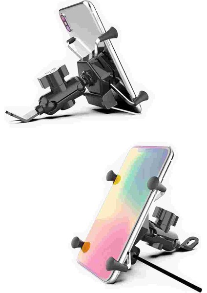 Motosiklet Ayna Bağlantılı USB Şarj Çıkışlı Ahtapot Telefon Tutucu modelleri