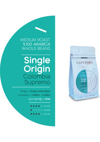 Caffèmos Colombia Supremo (Çekirdek Kahve) - 250gr fiyatları