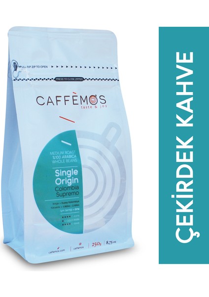 Caffèmos Colombia Supremo (Çekirdek Kahve) - 250gr