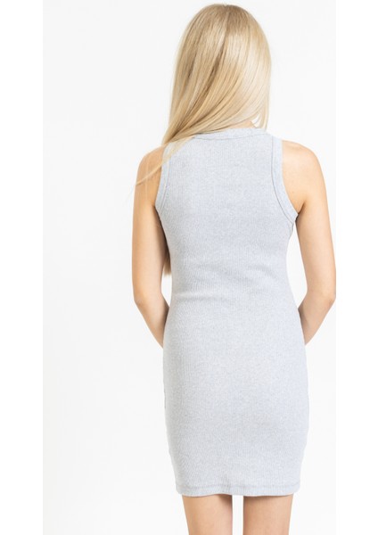 Bisiklet Yaka Fitilli Basic Mini Elbise, Orijinal Elbise, Günlük Rahat Elbise, Esnek Elbise
