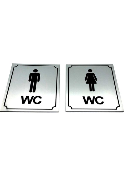 Wc Tuvalet Tabelası Bay Bayan Takım (2 Adet), Kapı Yönlendirme Levhası 13 Cm X 16 Cm Xl