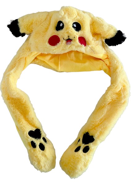 Pikaçu Taç Pelüş LED Işıklı Pikachu Şapka Hareketli Kulaklı Oyuncak Pokemon 60CM fırsatları