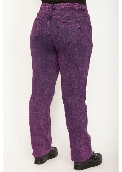 Kadın Mürdüm Yıkama Efektli Likralı 5 Cepli Kot Pantolon 65N26391 fiyatları