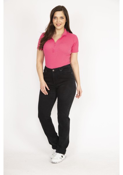 Kadın Siyah Büyük Beden Likralı 5 Cep Kot Pantolon fırsatları