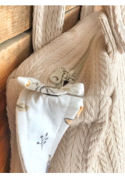 Bej Örgü Bej Gökkuşak Ceylan Poplin Anne-Bebek Bakım Çantası