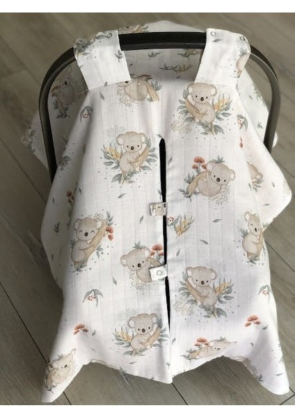 Bej Örgü Koala Müslin Çift Yönlü Puset Örtüsü indirimleri