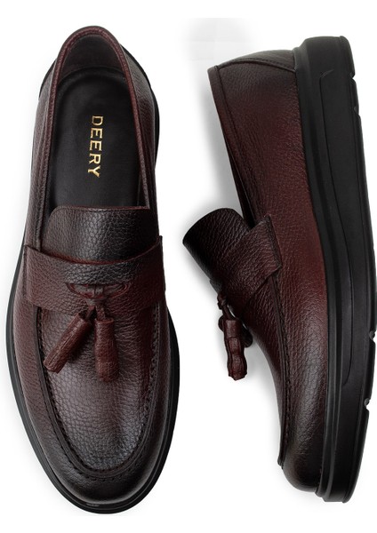 Erkek Loafer Bordo Renk Hakiki Deri ve Poliüretan Taban 43 Numara Konforlu fırsatları