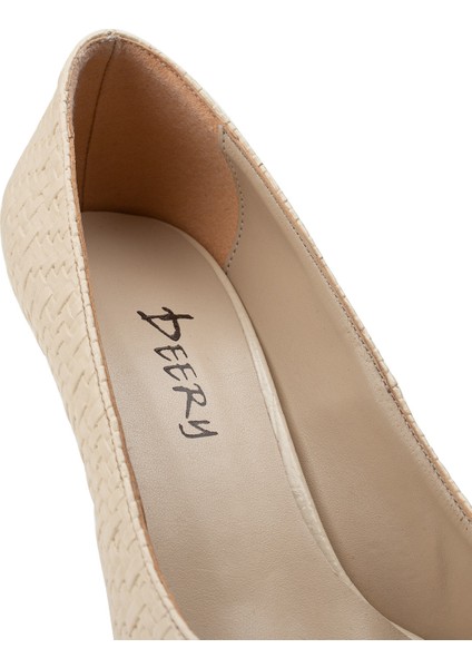 Bej Rengi Hasır Desen Kadın Stiletto - 02029ZBEJM05