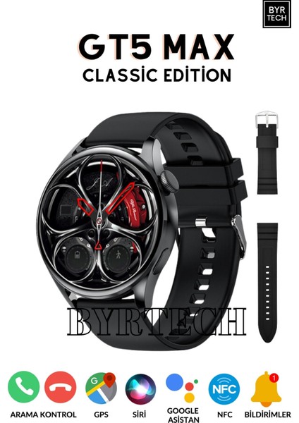 Gt5 Max 46 mm Gps/nfc/siri Destekli Çelik Kordonlu Klasik Akıllı Saat