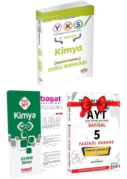 Editör YKS Kimya Soru Bankası+Başat TYT-AYT Kimya Yaprak Test+Lemma AYT Sayısal 5d