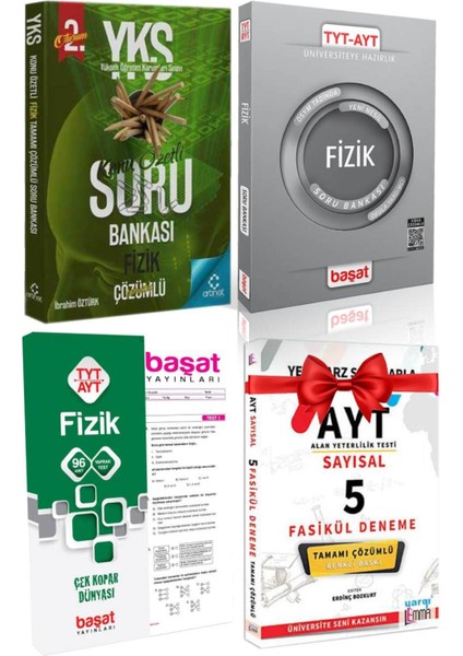 Artınet YKS Fizik Soru Bankası+Başat Fizik Soru B+Fizik Yaprak Test+Lemma AYT Sayısal 5d