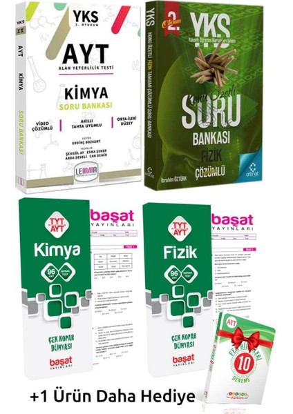 Lemma AYT Kimya Soru Bankası+Artınet YKS Fizik Soru Bankası+Başat Kimya+Fizik Yaprak+ler