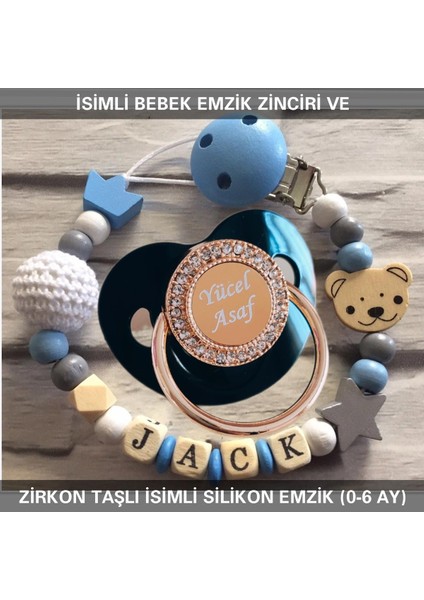 Sahi Aksesuar Isimli Emzik Zinciri ve Isimli Silikon Emzik (0-6 Ay) BEZYI459