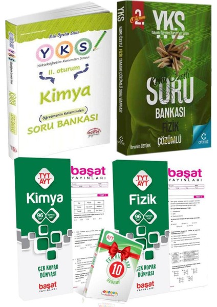 Editör YKS Kimya Soru Bankası+Artınet YKS Fizik S Bankası+Başat Kimya+Fizik Yaprak+Fen 10D