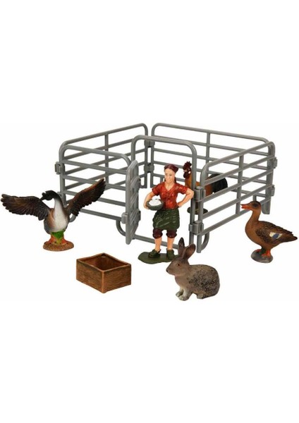 Çiftlik Hayvanları Seti Ördek Gri Tavşan ve Horozlu modelleri