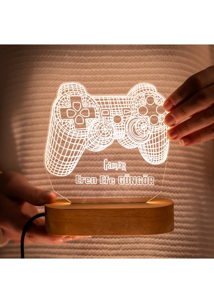 Kişiye Özel Oyun Severlere Hediye Konsol Kolu 3D LED Lamba